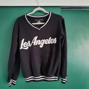 Love Tribe Black and White Los Angeles V-Neck Sweatshirt XS